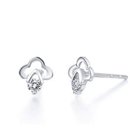 atjewels Flower Stud Earrings in Round White Zirconia with 14K White Gold Over 925 Sterling Silver For Women's MOTHER'S DAY SPECIAL OFFER - atjewels.in