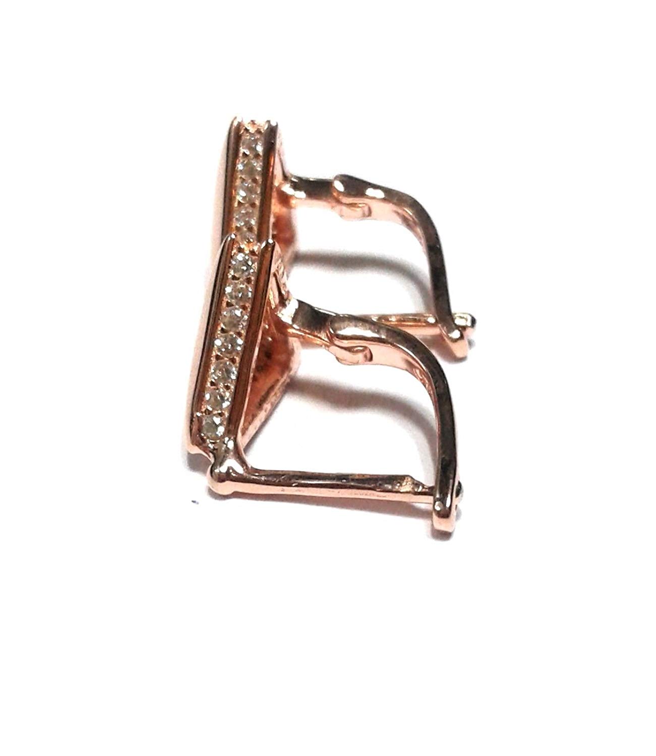 atjewels Round Cut White CZ 14k Rose Gold Over 925 Sterling Silver Triangle Hoop Earrings For Girl's and Women's For MOTHER'S DAY SPECIAL OFFER - atjewels.in