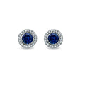 atjewels Round Cut Sapphire & White CZ .925 Sterling Silver Halo Jewelry Set for Girl's & Women's for Navratri Special - atjewels.in
