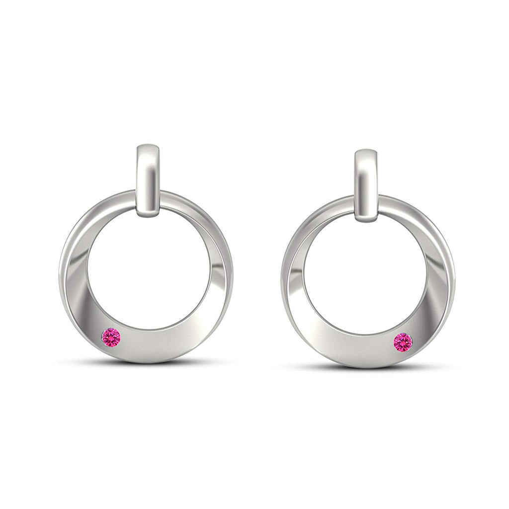 atjewels Round Pink Sapphire 14K White Gold Plated on 925 Silver Dewy Iren Earrings MOTHER'S DAY SPECIAL OFFER - atjewels.in