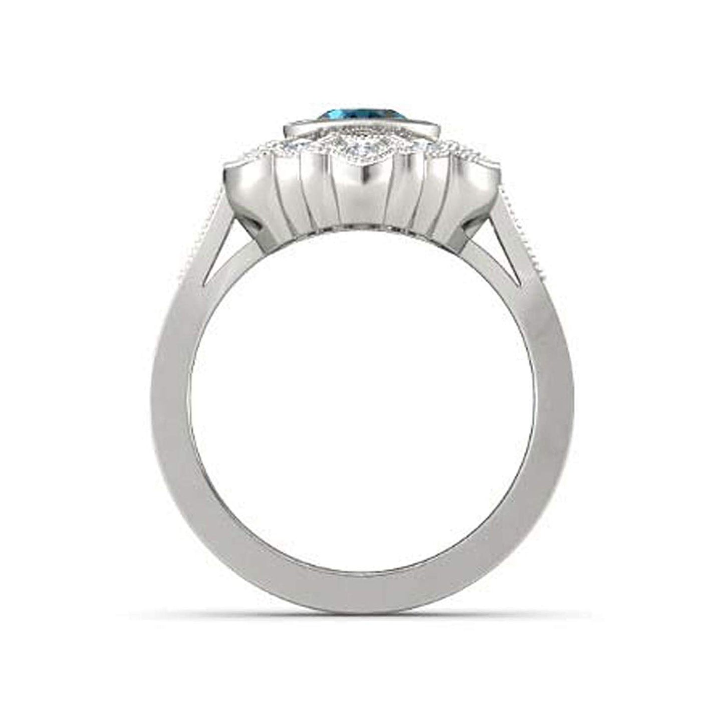 atjewels .925 Sterling Silver Oval Shape Blue Topaz Engagement/Wedding Ring Variation For Women's & Girl's - atjewels.in