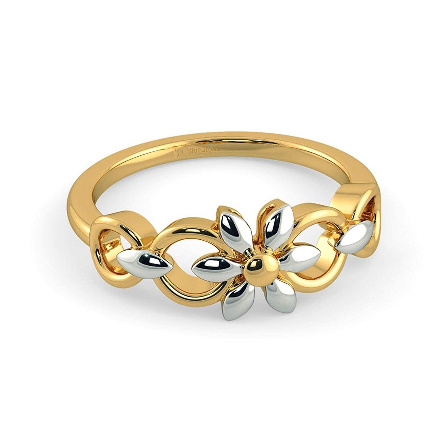 atjewels Two-tone .925 Sterling Silver Flower Ring For Girl's and Women's For Navratri Special - atjewels.in