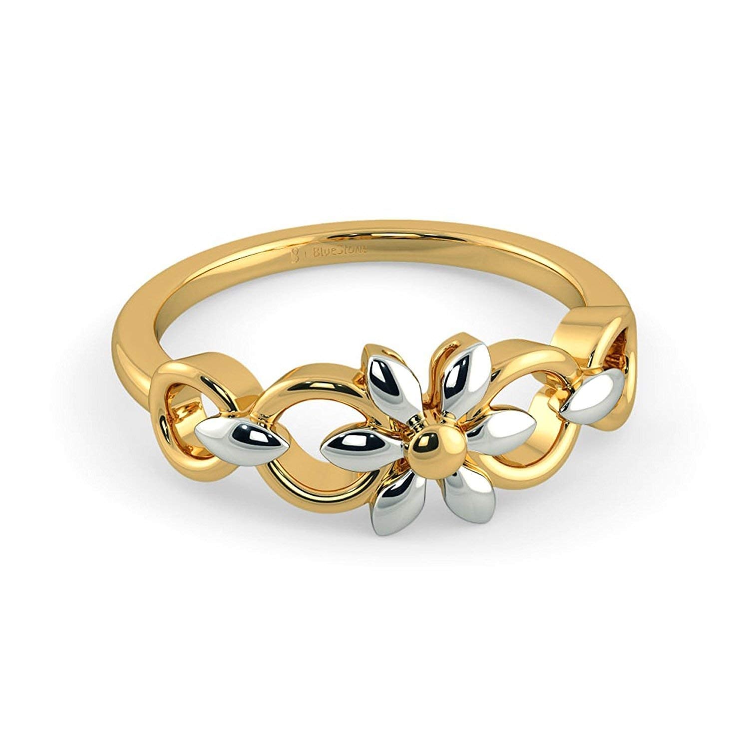 atjewels Two-tone .925 Sterling Silver Flower Ring For Girl's and Women's For Navratri Special - atjewels.in