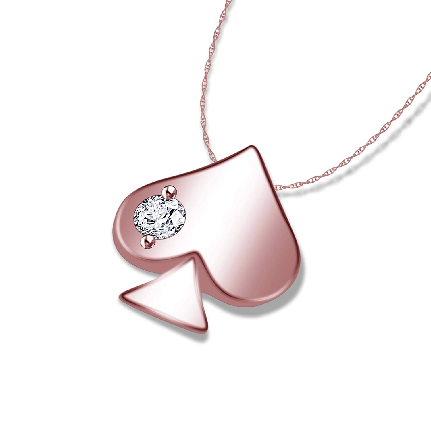 Pretty Ace of Spades White CZ Solitaire Pendant Without Chain in Rose Gold Over 925 Sterling Silver From atjewels MOTHER'S DAY SPECIAL OFFER - atjewels.in