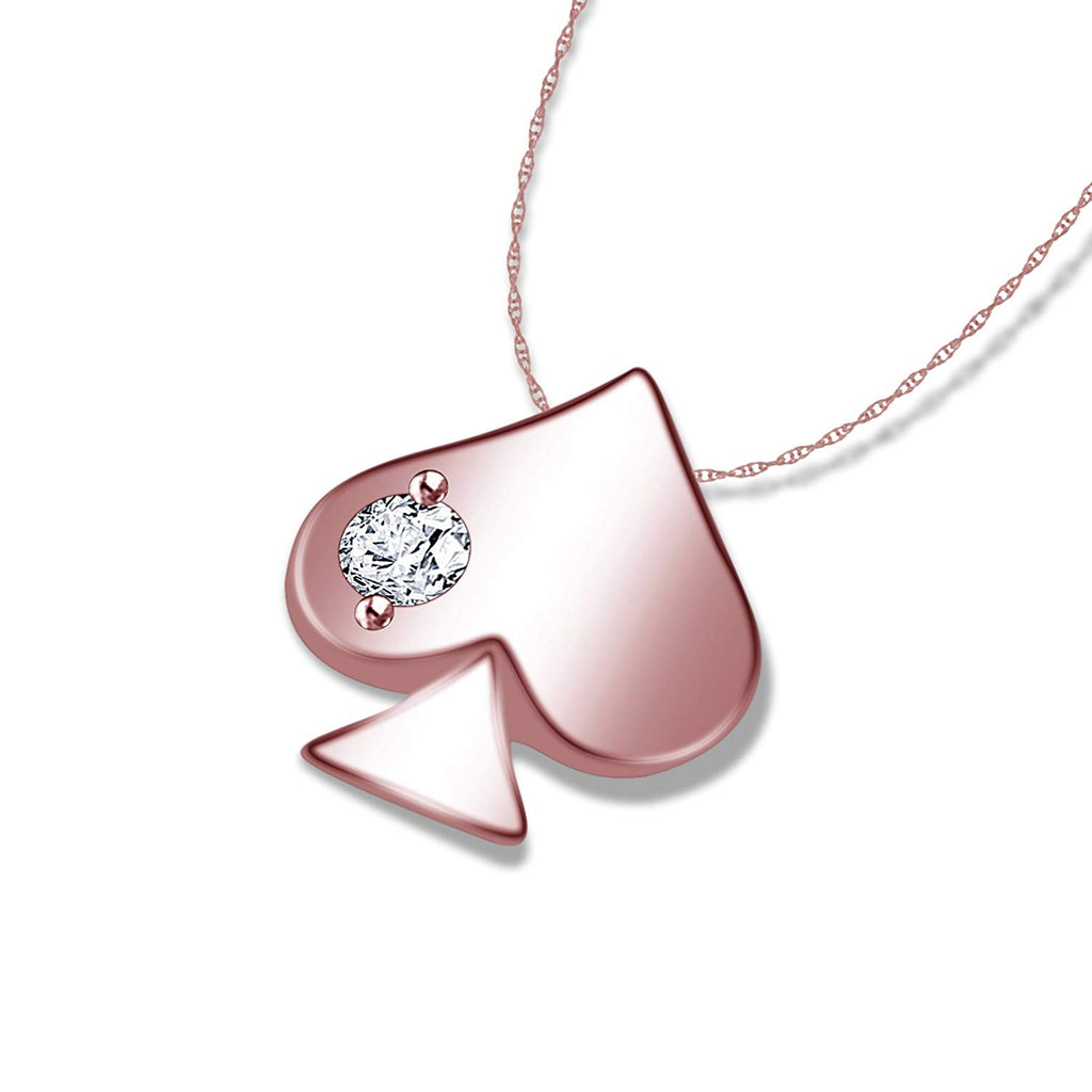 Pretty Ace of Spades White CZ Solitaire Pendant Without Chain in Rose Gold Over 925 Sterling Silver From atjewels MOTHER'S DAY SPECIAL OFFER - atjewels.in