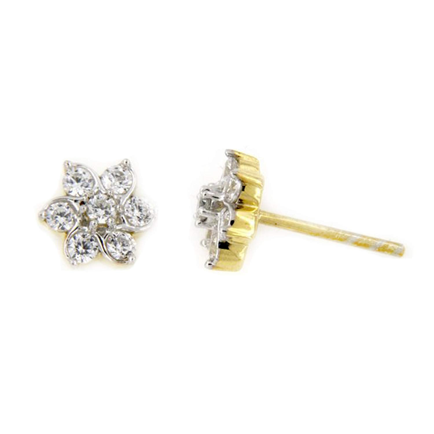 atjewels 14K Yellow Gold Over .925 Sterling Silver Round Cut White CZ Wedding Stud Earring MOTHER'S DAY SPECIAL OFFER - atjewels.in