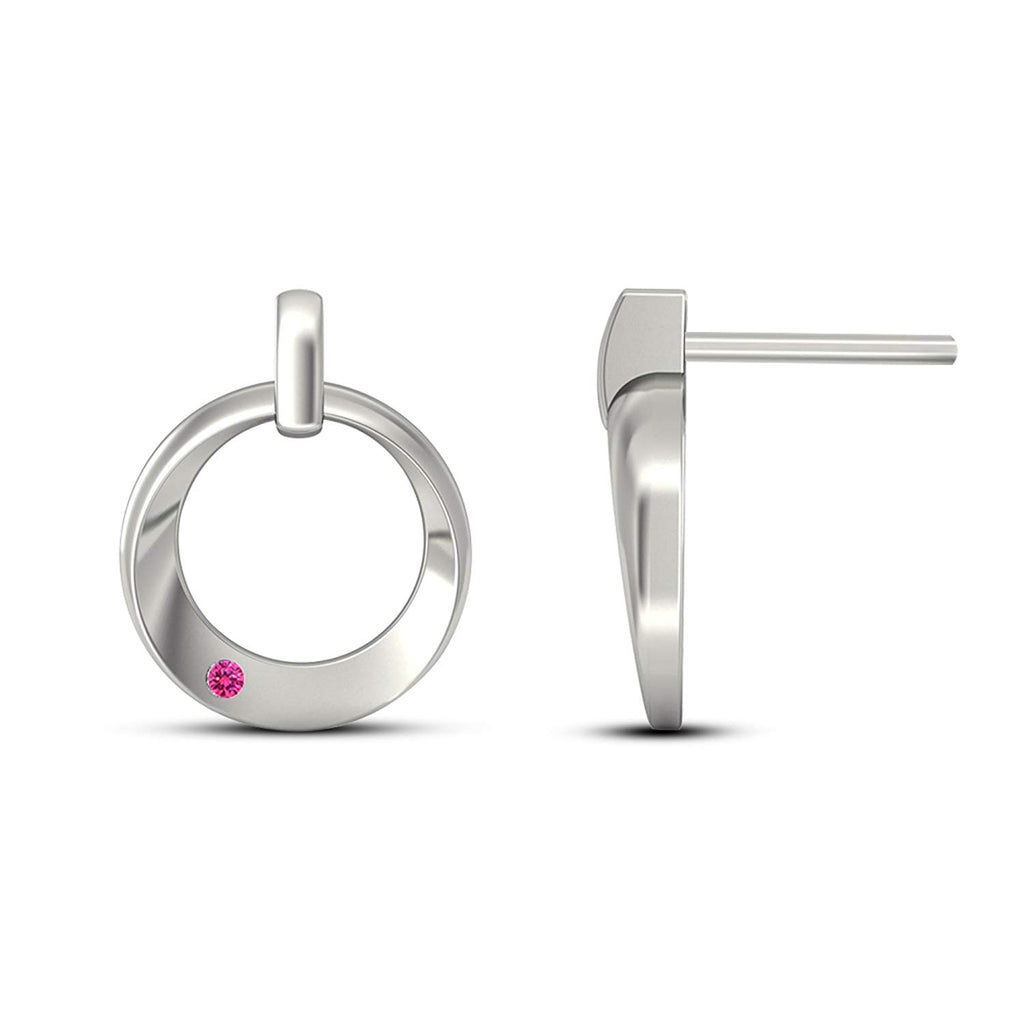 atjewels Round Pink Sapphire 14K White Gold Plated on 925 Silver Dewy Iren Earrings MOTHER'S DAY SPECIAL OFFER - atjewels.in