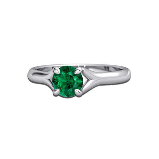 atjewels 14K White Gold Over 925 Sterling Round Green Emerald Engagement Band Ring Size 6.5 For Women's MOTHER'S DAY SPECIAL OFFER - atjewels.in