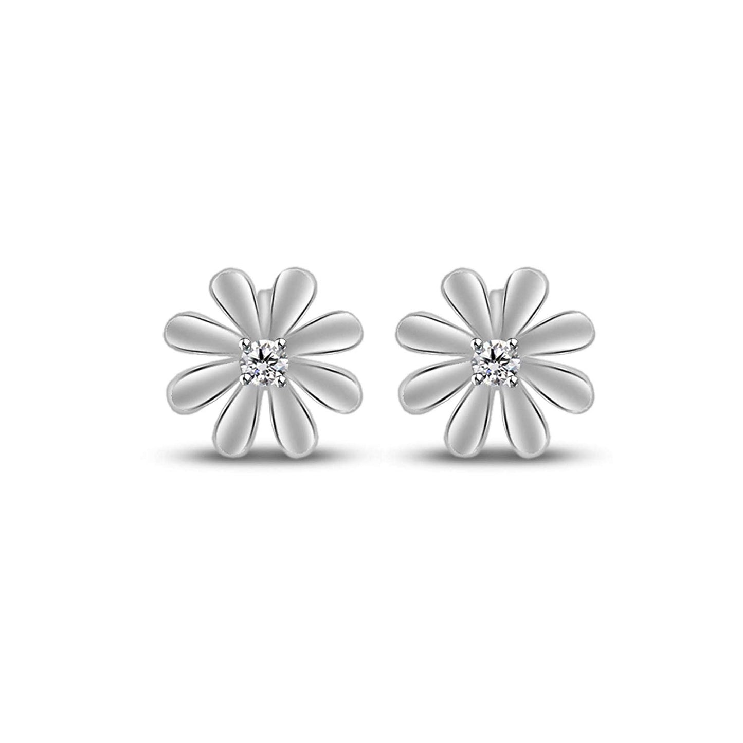 atjewels Round Cut White CZ .925 Sterling Silver Flower Stud Earrings Girls & Wome's For MOTHER'S DAY SPECIAL OFFER - atjewels.in