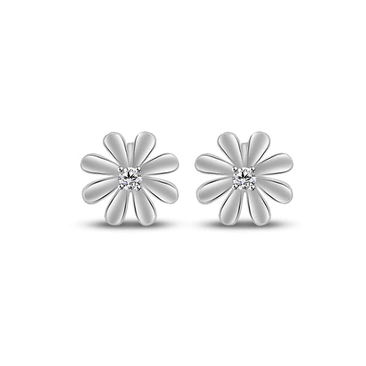 atjewels Round Cut White CZ .925 Sterling Silver Flower Stud Earrings Girls & Wome's For MOTHER'S DAY SPECIAL OFFER - atjewels.in