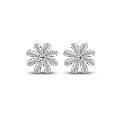 atjewels Round Cut White CZ .925 Sterling Silver Flower Stud Earrings Girls & Wome's For MOTHER'S DAY SPECIAL OFFER - atjewels.in