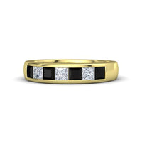 Princess Cut Black & White CZ Engagement Wedding Band Ring in Yellow Gold Plated 925 Sterling Silver MOTHER'S DAY SPECIAL OFFER - atjewels.in