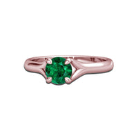 0.63 Ct 14k Rose Gold Over 925 Sterling Silver Round Cut Emerald Solitaire Engagement Wedding Ring For Women's - atjewels.in
