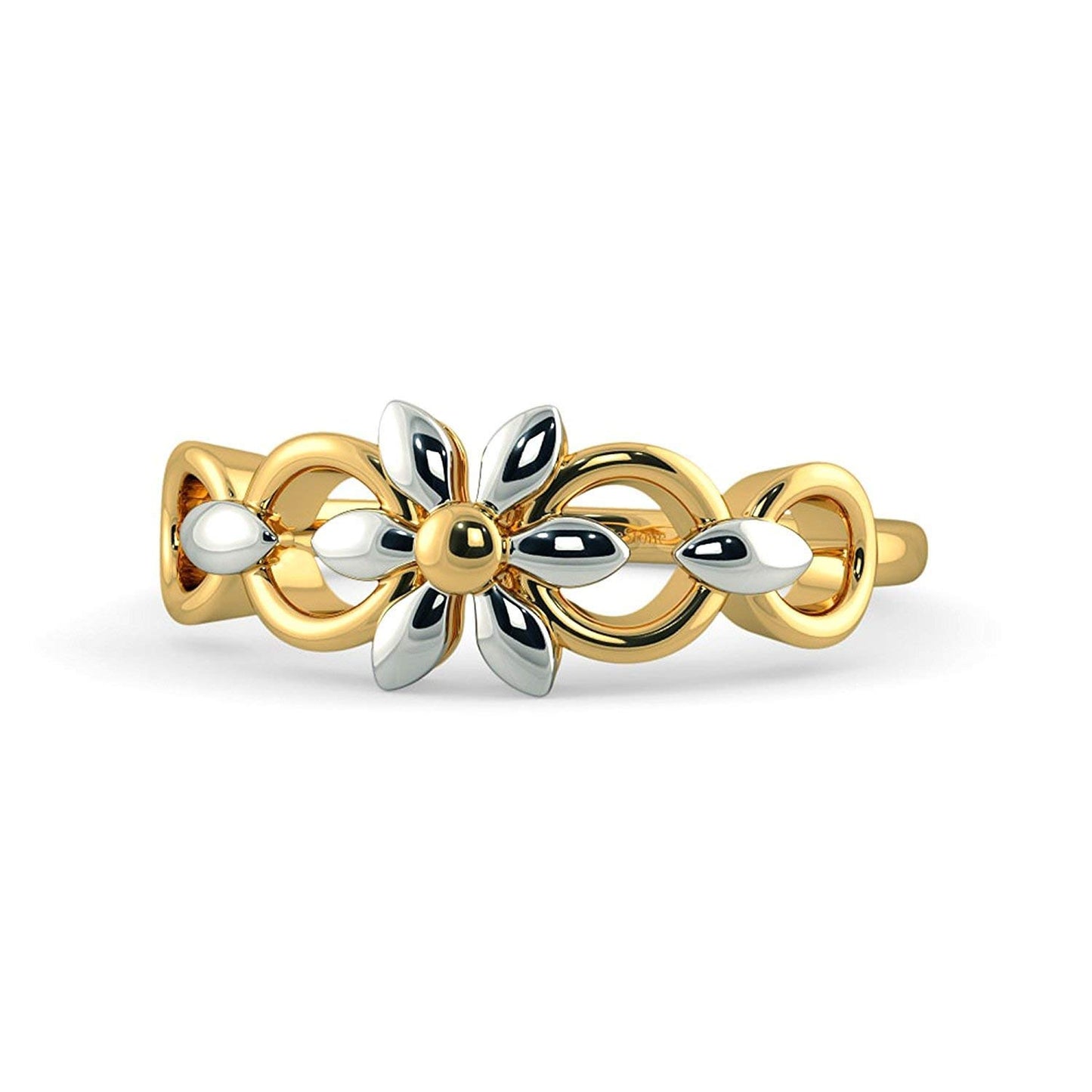 atjewels Two-tone .925 Sterling Silver Flower Ring For Girl's and Women's For Navratri Special - atjewels.in