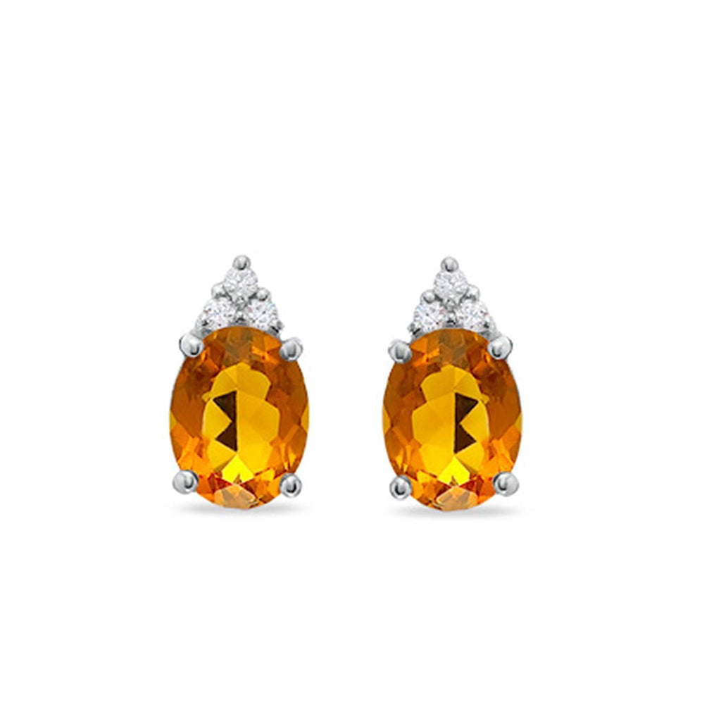 atjewels 14k White Gold Over .925 Sterling Silver Oval Yellow Sapphire Stud Earrings For Women's MOTHER'S DAY SPECIAL OFFER - atjewels.in