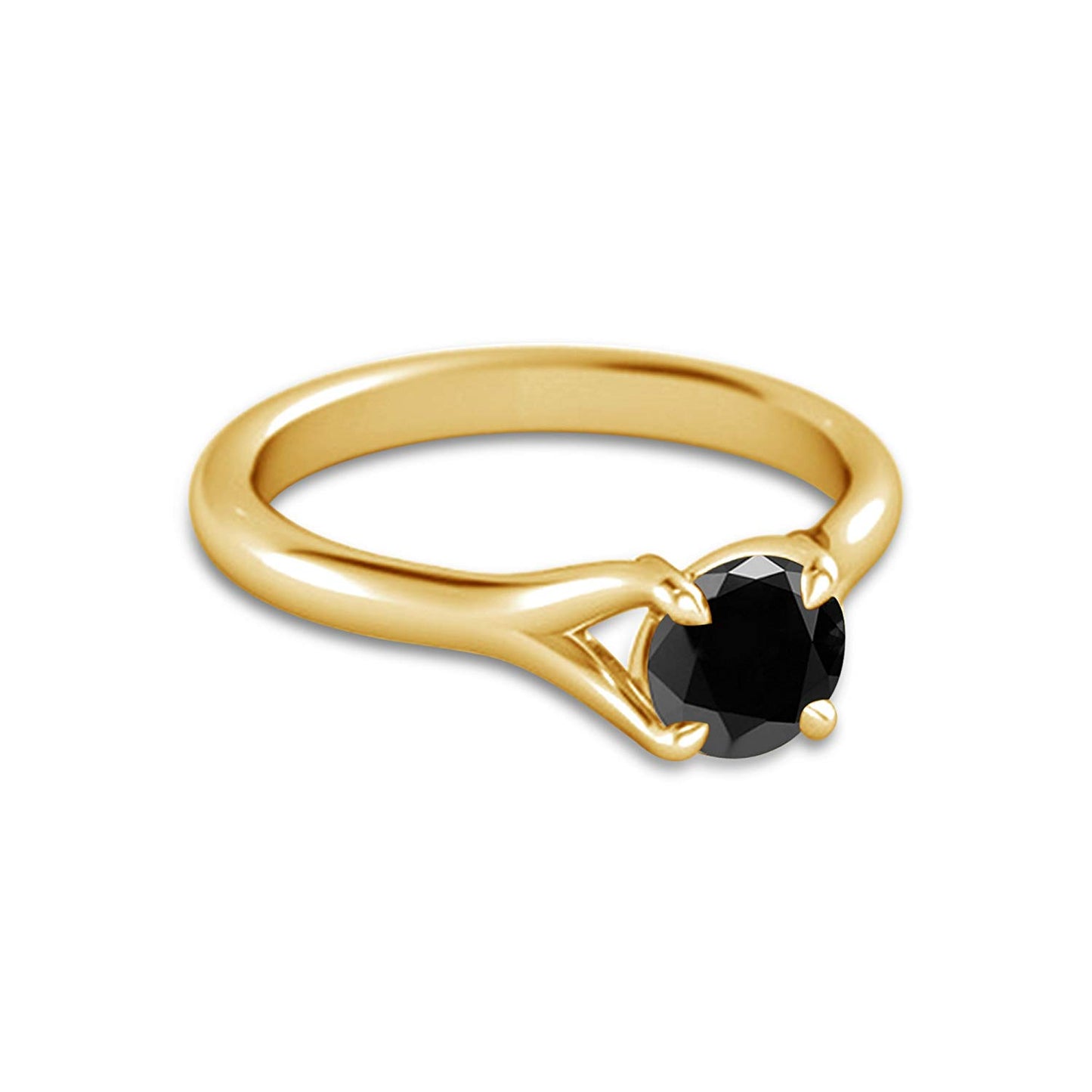 atjewels 14k Yellow Gold Over 925 Silver Round Black CZ Engagement Ring For Women's MOTHER'S DAY SPECIAL OFFER - atjewels.in
