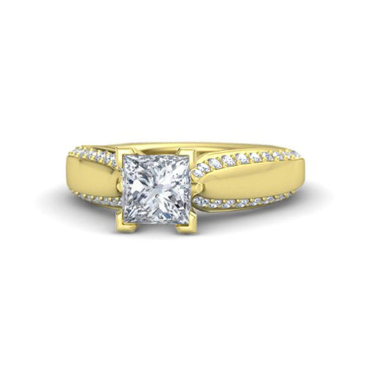 atjewels White Simulated Diamond Yellow Gold Plated 925 Sterling Silver  Princess J Ring MOTHER'S DAY SPECIAL OFFER - atjewels.in
