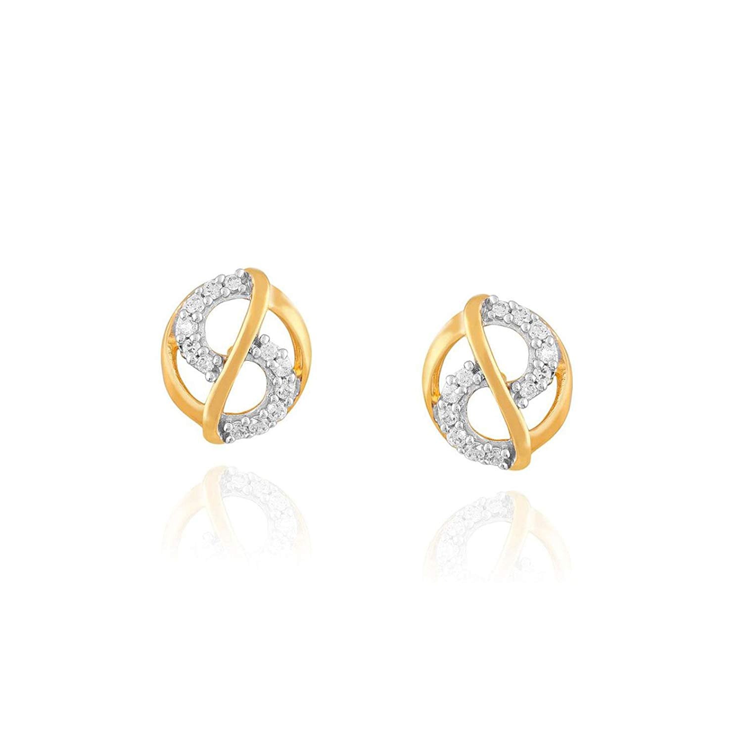 atjewels 14K Two Tone Gold Over .925 Sterling Silver Round White CZ Round Shape Stud Earrings MOTHER'S DAY SPECIAL OFFER - atjewels.in
