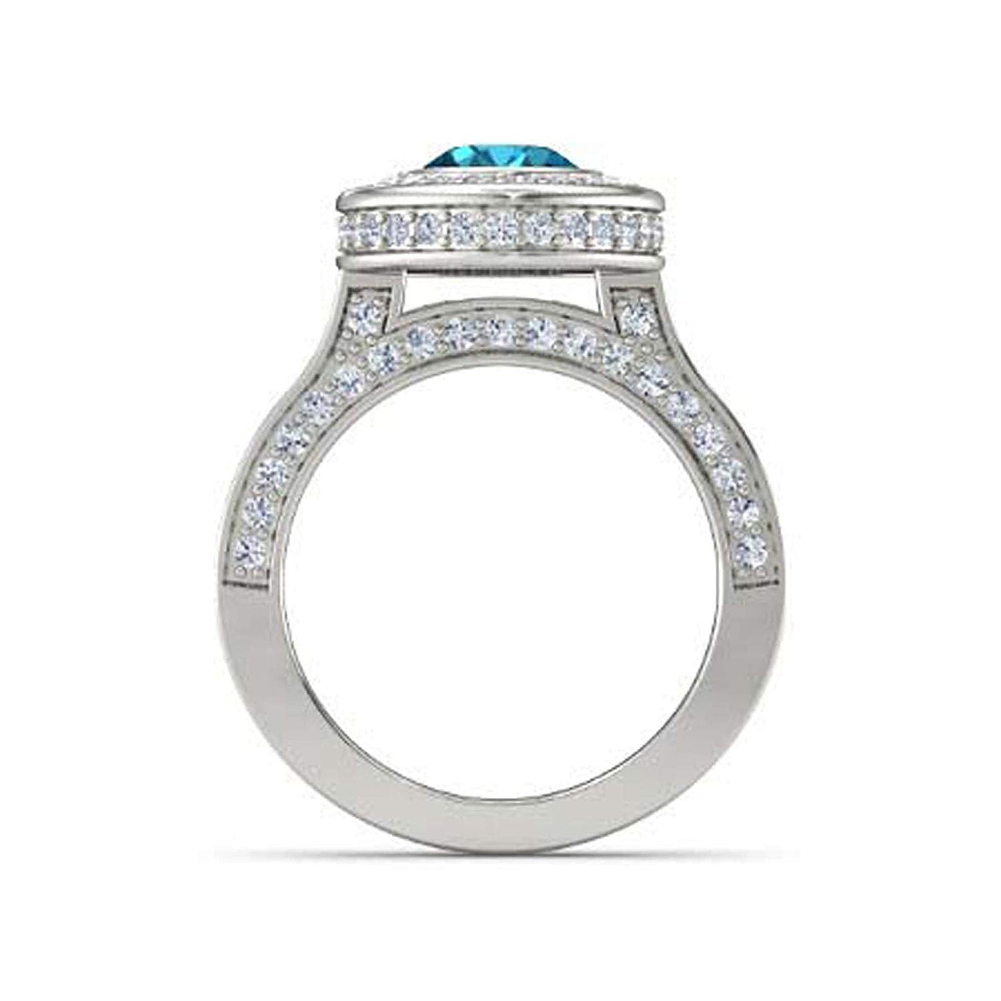 atjewels .925 Sterling Silver Oval Shape Blue Topaz Engagement/Wedding Ring Variation For Women's & Girl's - atjewels.in