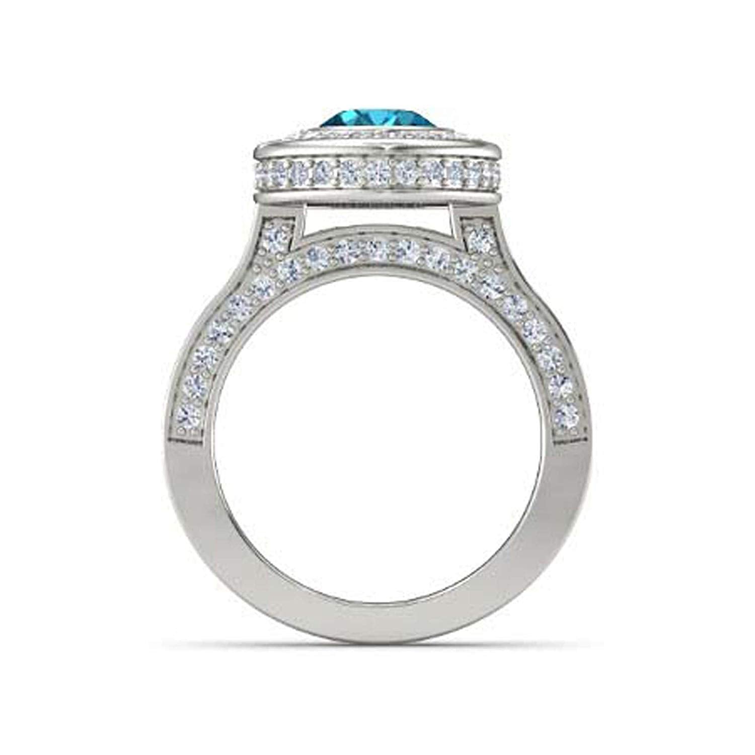 atjewels .925 Sterling Silver Oval Shape Blue Topaz Engagement/Wedding Ring Variation For Women's & Girl's - atjewels.in