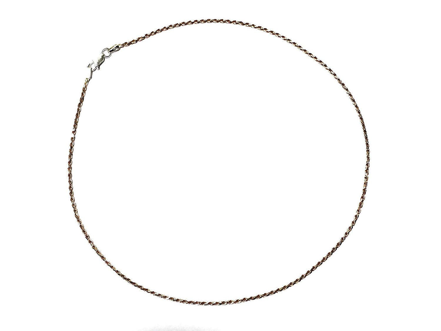 ATJewels Solid 14k Two Tone Gold Over 925 Sterling Silver Rope Chain 16" Strand Unisex Necklace - atjewels.in