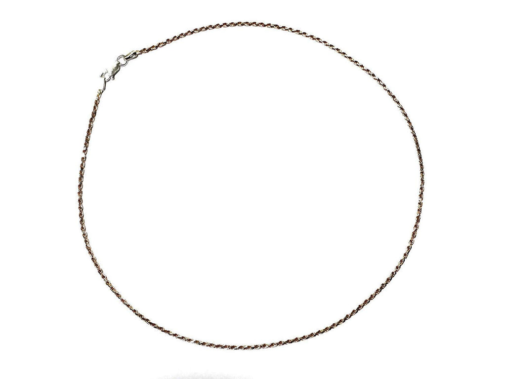 ATJewels Solid 14k Two Tone Gold Over 925 Sterling Silver Rope Chain 16" Strand Unisex Necklace - atjewels.in
