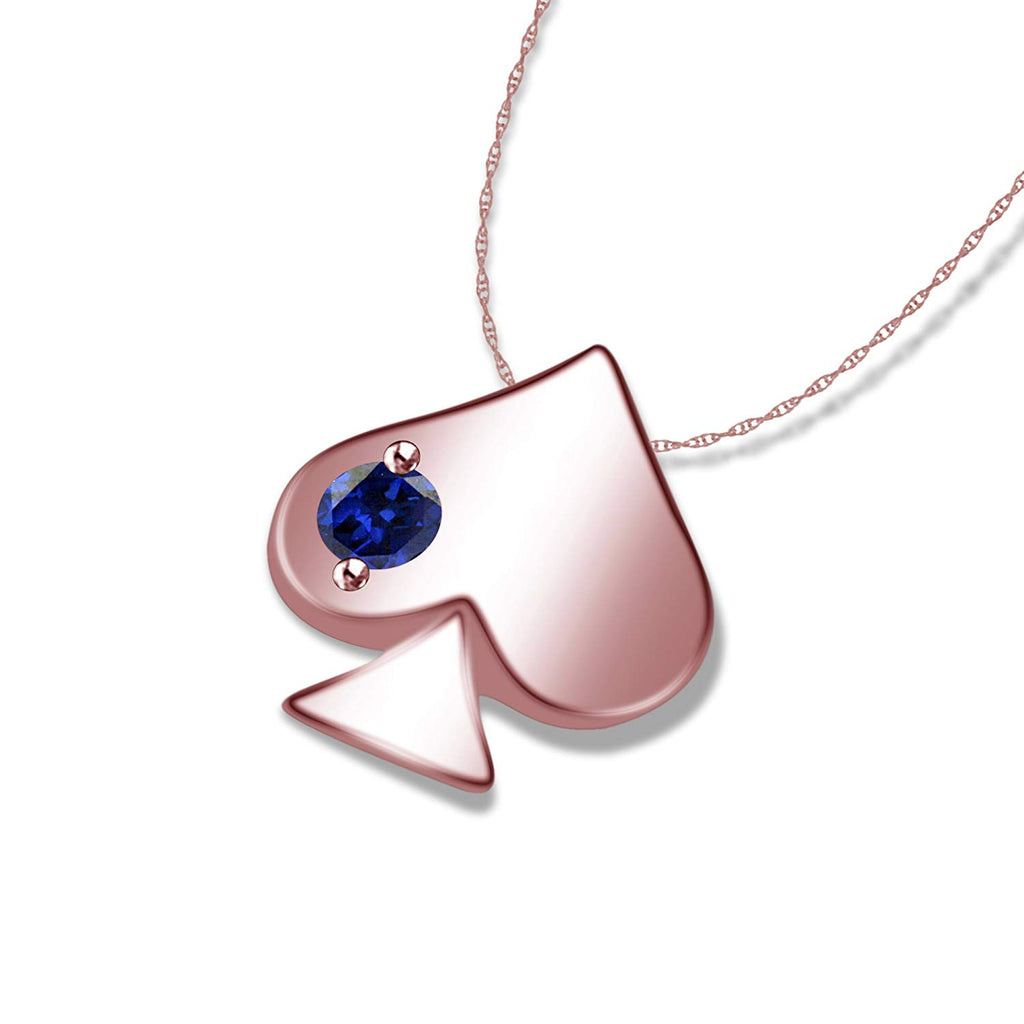 Blue Sapphire Ace of Spades Solitaire Pendant Without Chain in Rose Gold Over 925 Sterling Silver From atjewels MOTHER'S DAY SPECIAL OFFER - atjewels.in