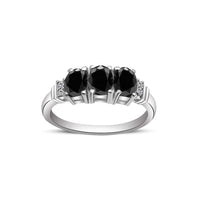 Oval Black Diamond With 14K White Gold Over 925 Sterling Silver Three Stone Ring For Women's MOTHER'S DAY SPECIAL OFFER - atjewels.in