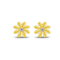 atjewels Round Cut White CZ 14k Yellow Gold Over .925 Sterling Silver Flower Stud Earrings Girls & Wome's For MOTHER'S DAY SPECIAL OFFER - atjewels.in