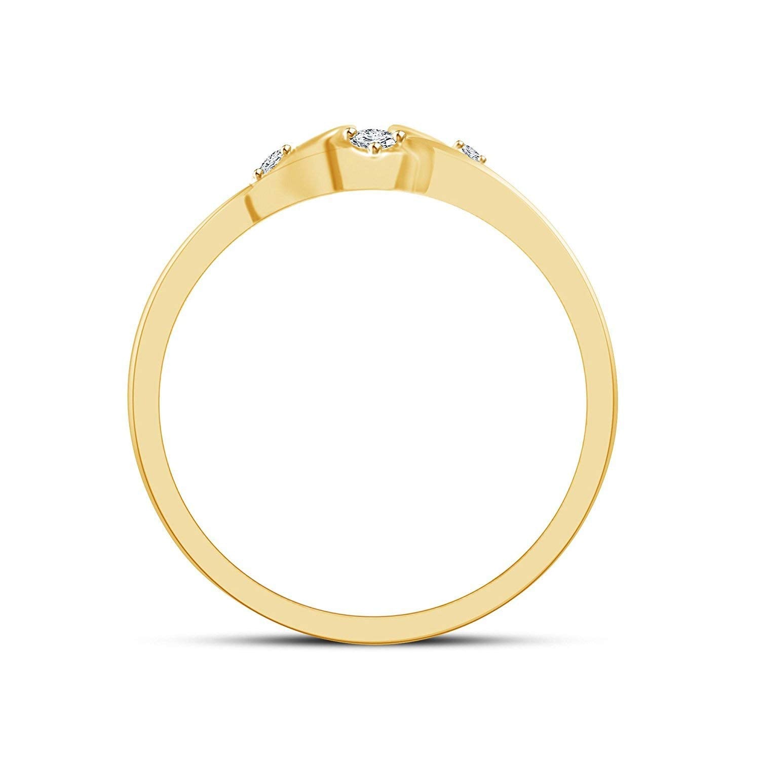atjewels Round Cut White CZ 14k Yellow Gold Over .925 Sterling Silver Floral Bypass Ring For Women's and Girl's - atjewels.in
