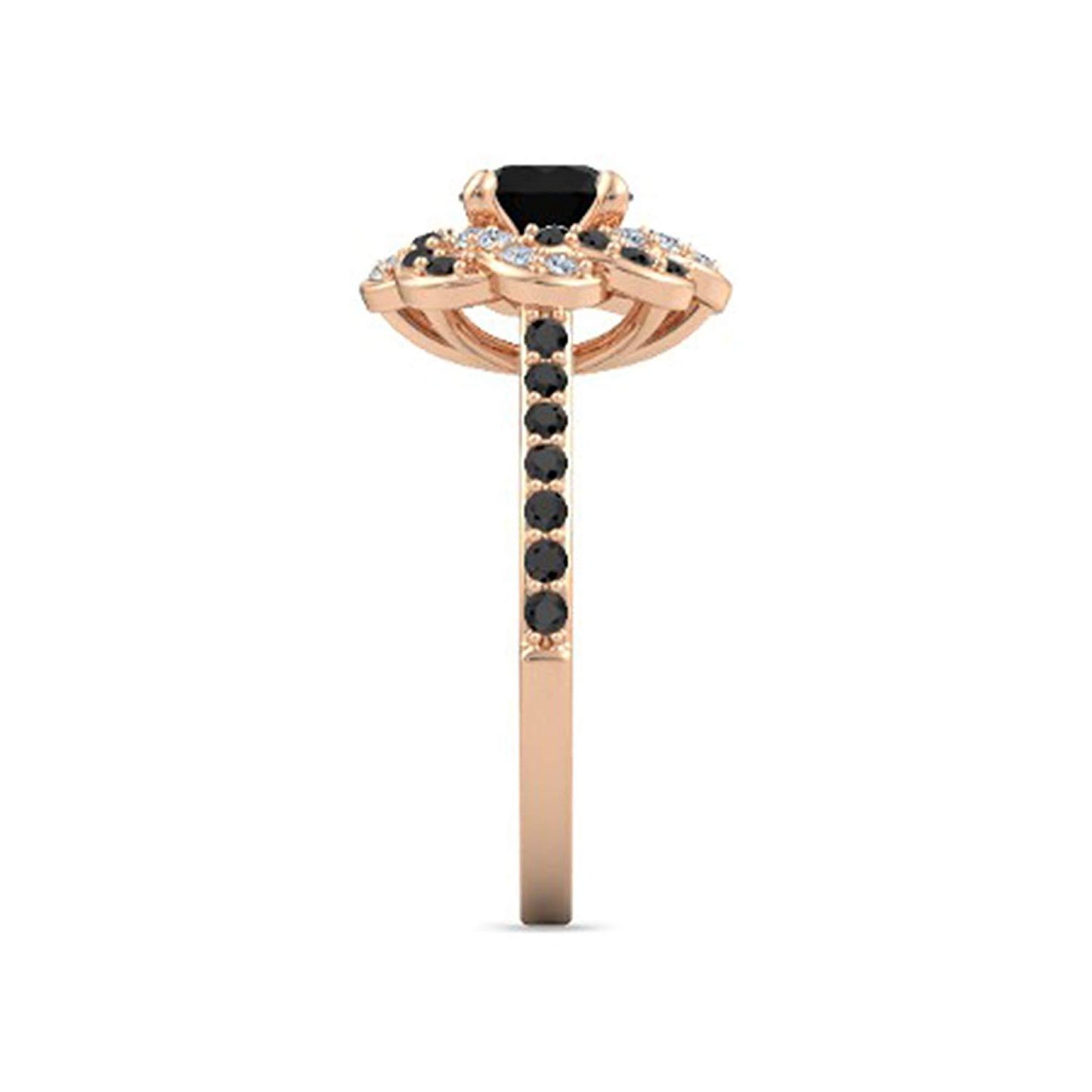 atjewels Rose Gold Plated 925 Sterling Silver Round White & Black CZ  Princess Engagement Ring MOTHER'S DAY SPECIAL OFFER - atjewels.in