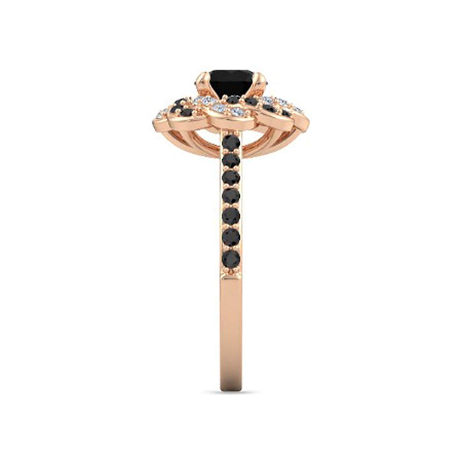 atjewels Rose Gold Plated 925 Sterling Silver Round White & Black CZ  Princess Engagement Ring MOTHER'S DAY SPECIAL OFFER - atjewels.in