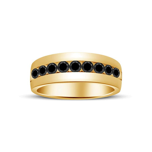 atjewels Round Cut Black CZ 14k Yellow Gold Over .925 Sterling Silver Wedding Band Ring For Women's and Girl's For Diwali Special - atjewels.in