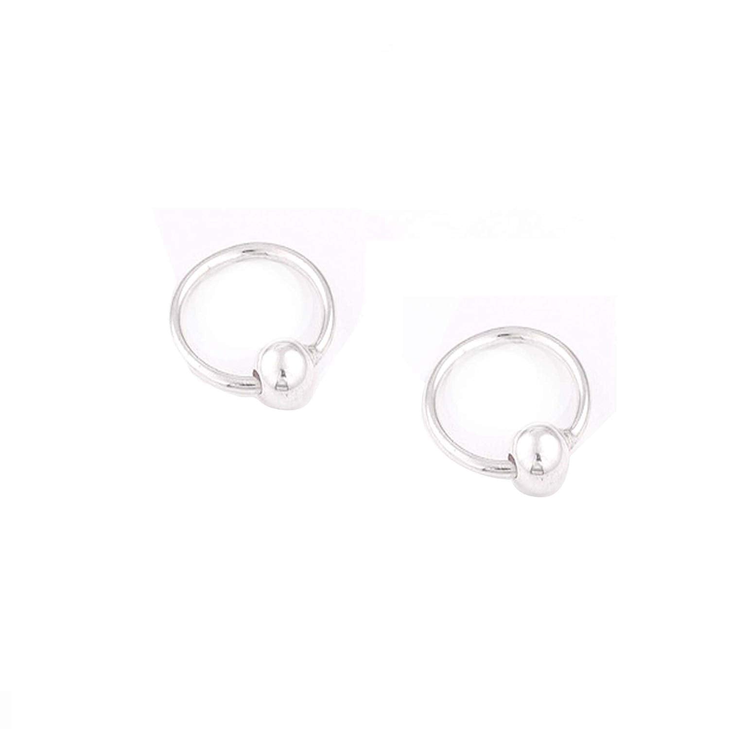 Bead Huggie Hoop Earrings, Sterling Silver