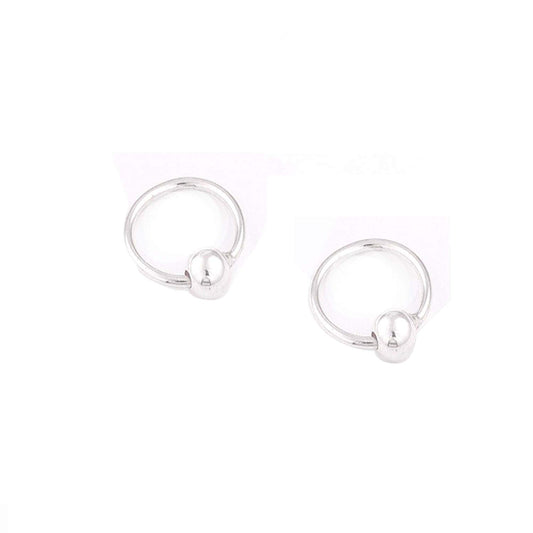 atjewels .925 Sterling Silver 12MM 2pcs Captive Bead Ring Ball Hoop Eyebrow Nose Lip Earrings Body Piercing MOTHER'S DAY SPECIAL OFFER - atjewels.in