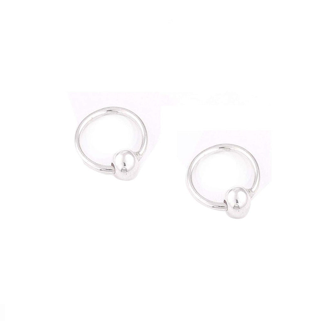 atjewels .925 Sterling Silver 12MM 2pcs Captive Bead Ring Ball Hoop Eyebrow Nose Lip Earrings Body Piercing MOTHER'S DAY SPECIAL OFFER - atjewels.in