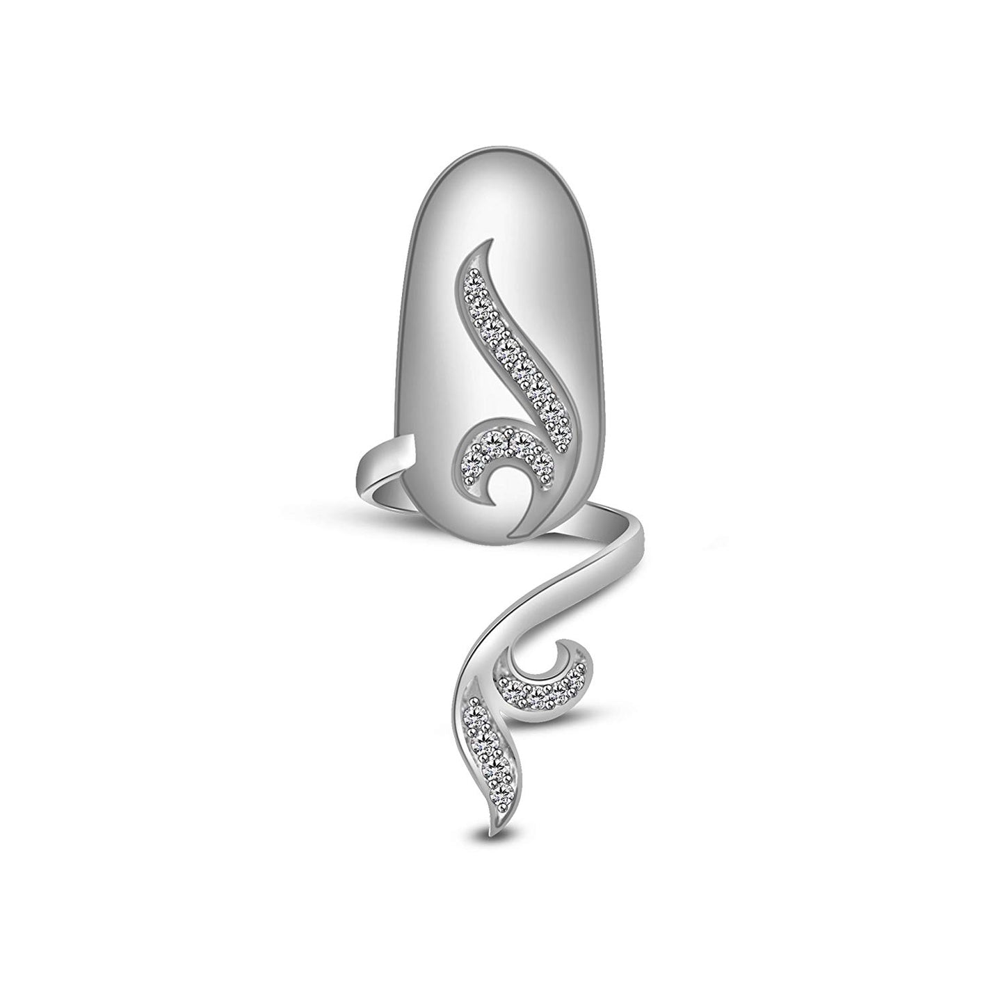 ATJewels 14k Rose Gold Over 925 Sterling Silver Round Fashionable White Cubic Zircon Nail Ring For Women's - atjewels.in