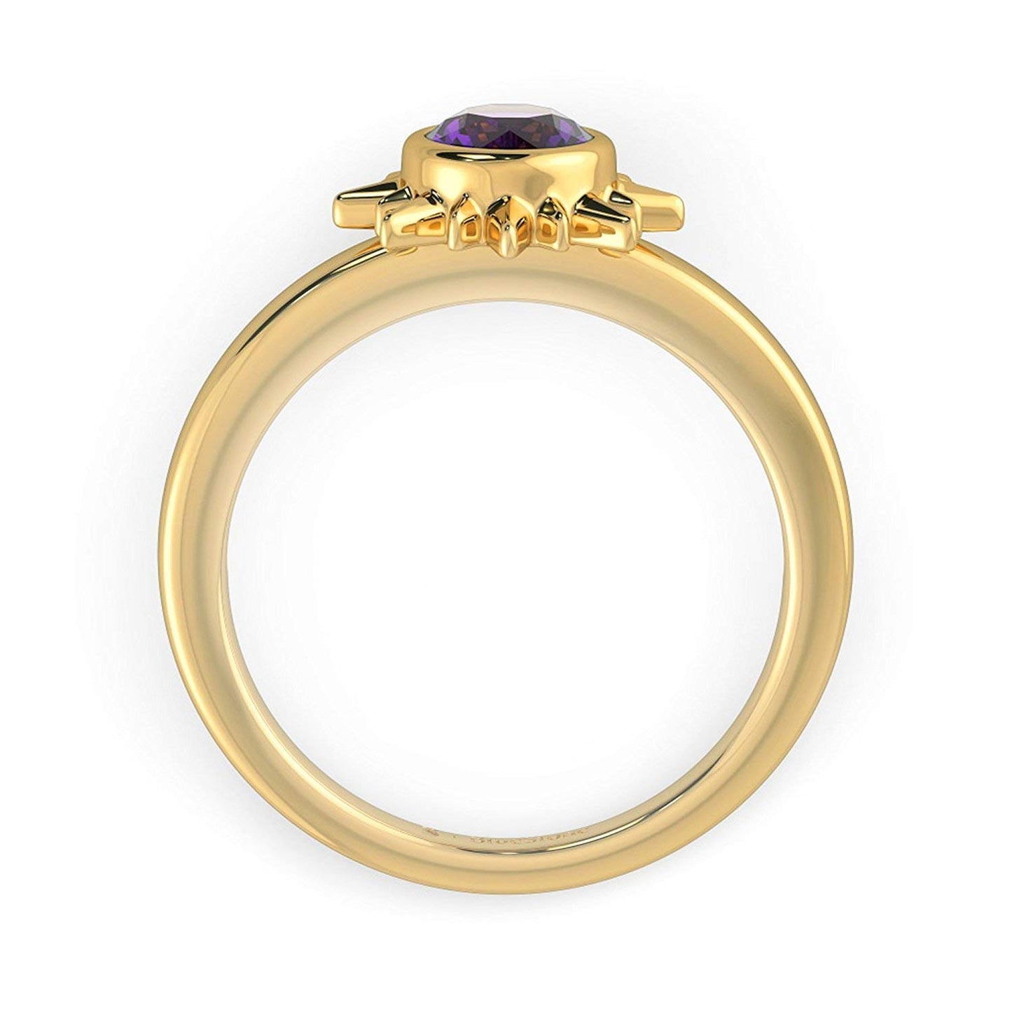 atjewels 14k Yellow Gold Over .925 Sterling Silver Round Cut Purple Amethyst Solitaire Sun Ring For Girl's & Women's For Navratri Special - atjewels.in