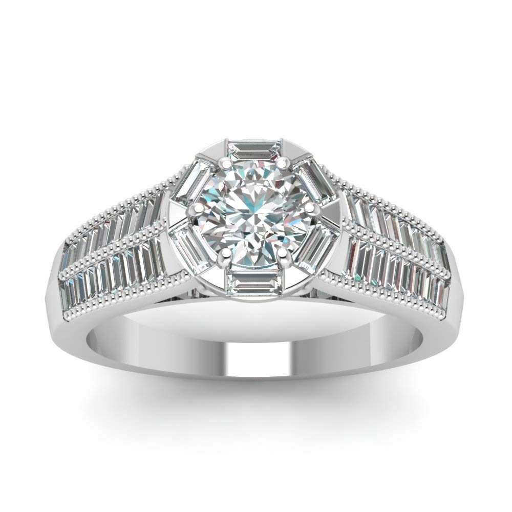 atjewels Effervescent Baguette Ring in 18K White Gold Over .925 Sterling Silver For Women MOTHER'S DAY SPECIAL OFFER - atjewels.in