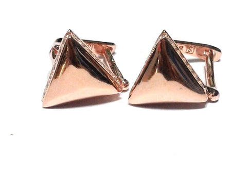 atjewels Round Cut White CZ 14k Rose Gold Over 925 Sterling Silver Triangle Hoop Earrings For Girl's and Women's For MOTHER'S DAY SPECIAL OFFER - atjewels.in