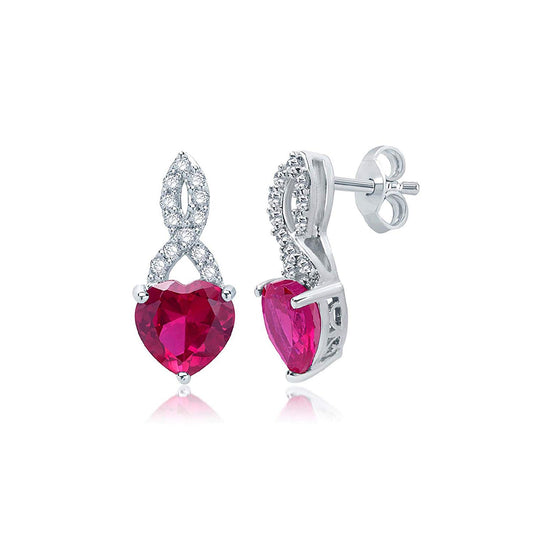atjewels Heart-shaped & Round Cut Red Ruby & White CZ .925 Sterling Silver Forever Earrings, Ring & Pendant Jewelry Set For Women's/Girl's For Ganesh Chaturthi Special - atjewels.in