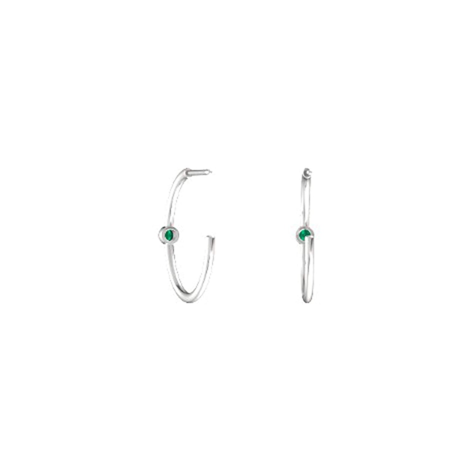 atjewels Women's Round Cut Emerald Solitaire Stud Earrings in White Gold Plated on 925 Silver MOTHER'S DAY SPECIAL OFFER - atjewels.in