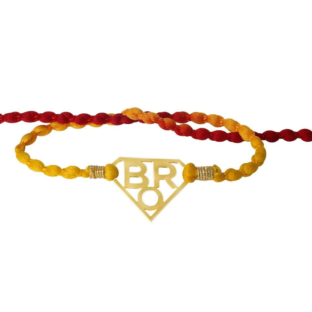 atjewels 14K Yellow Gold Over .925 Sterling Silver Super Man Bro Rakhi MOTHER'S DAY SPECIAL OFFER - atjewels.in