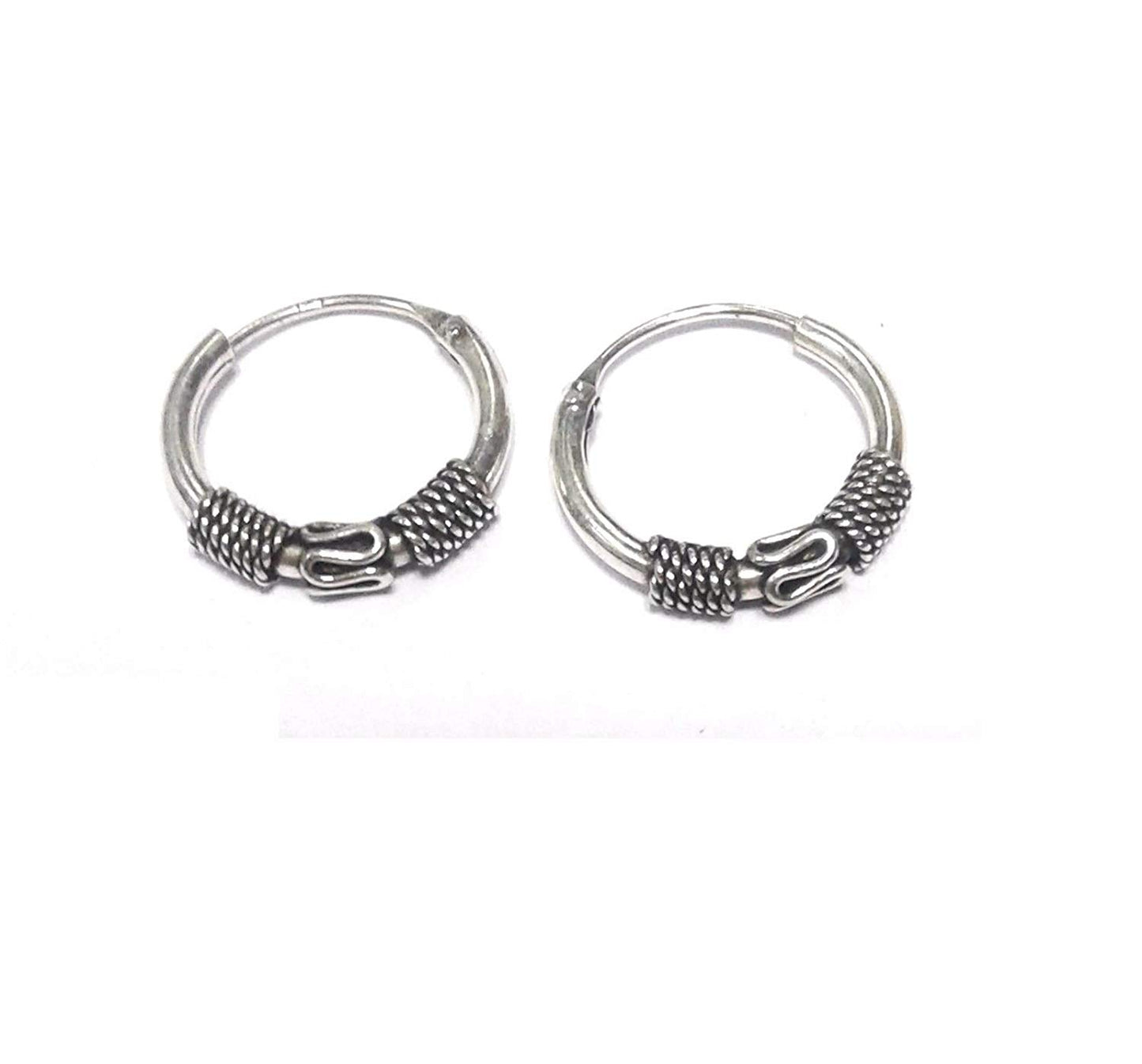 atjewels Oxidised .925 Sterling Silver Hoop Earrings For Girl's and Women's For MOTHER'S DAY SPECIAL OFFER - atjewels.in