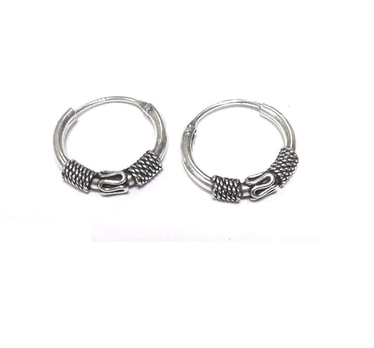 atjewels Oxidised .925 Sterling Silver Hoop Earrings For Girl's and Women's For MOTHER'S DAY SPECIAL OFFER - atjewels.in