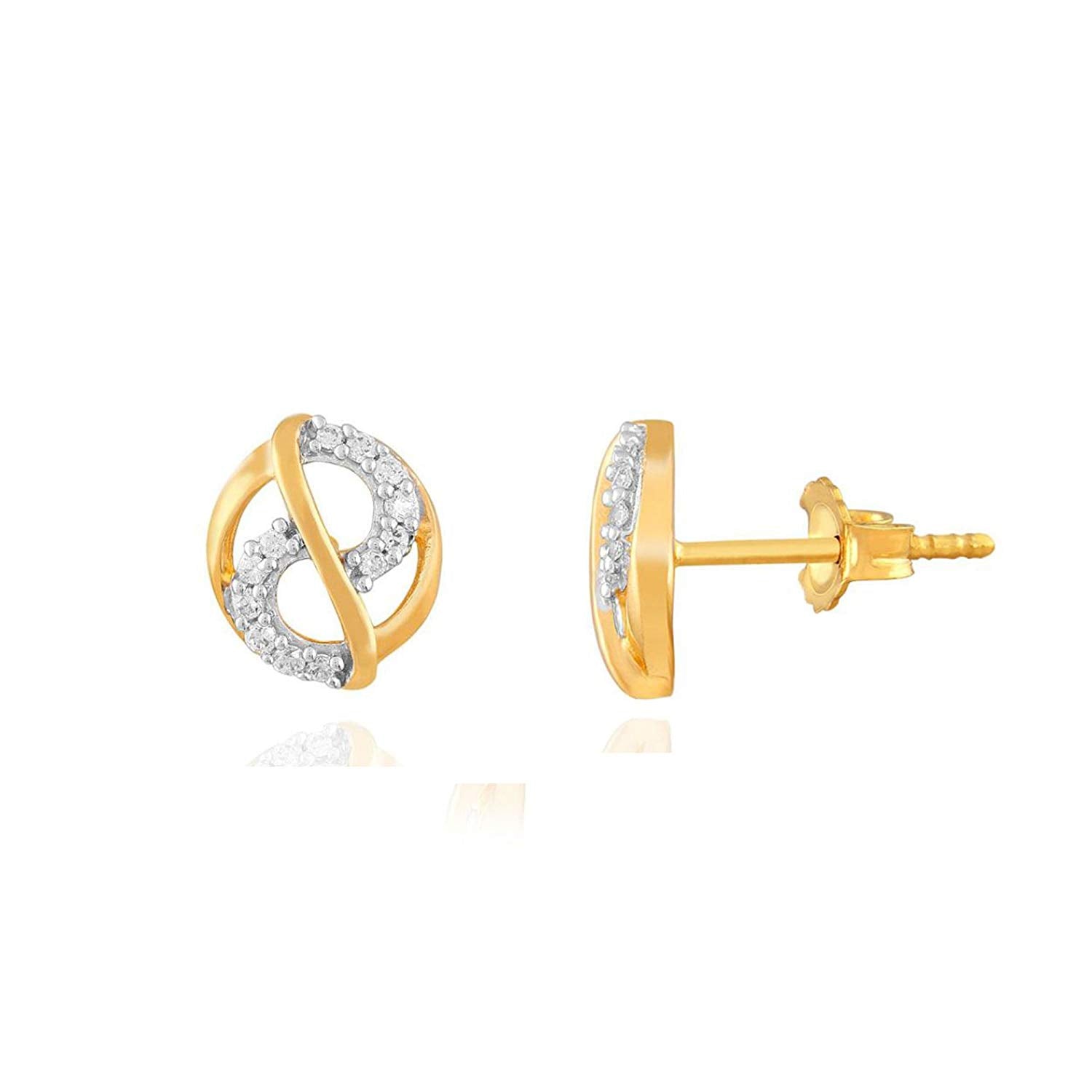atjewels 14K Two Tone Gold Over .925 Sterling Silver Round White CZ Round Shape Stud Earrings MOTHER'S DAY SPECIAL OFFER - atjewels.in