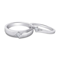 atjewels 14K White Gold Over 925 Silver Round White Zirconia Elegant Couple Ring MOTHER'S DAY SPECIAL OFFER - atjewels.in