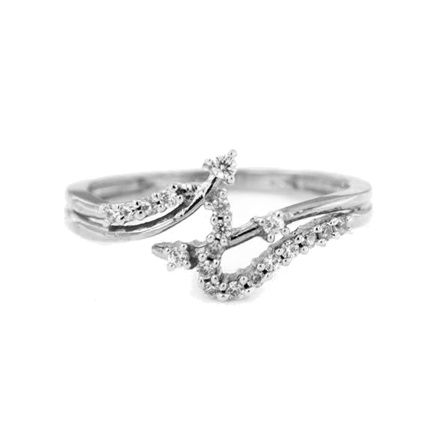 atjewels 14k White Gold Over 925 Silver 0.48 Carat Round White CZ Bypass Ring MOTHER'S DAY SPECIAL OFFER - atjewels.in