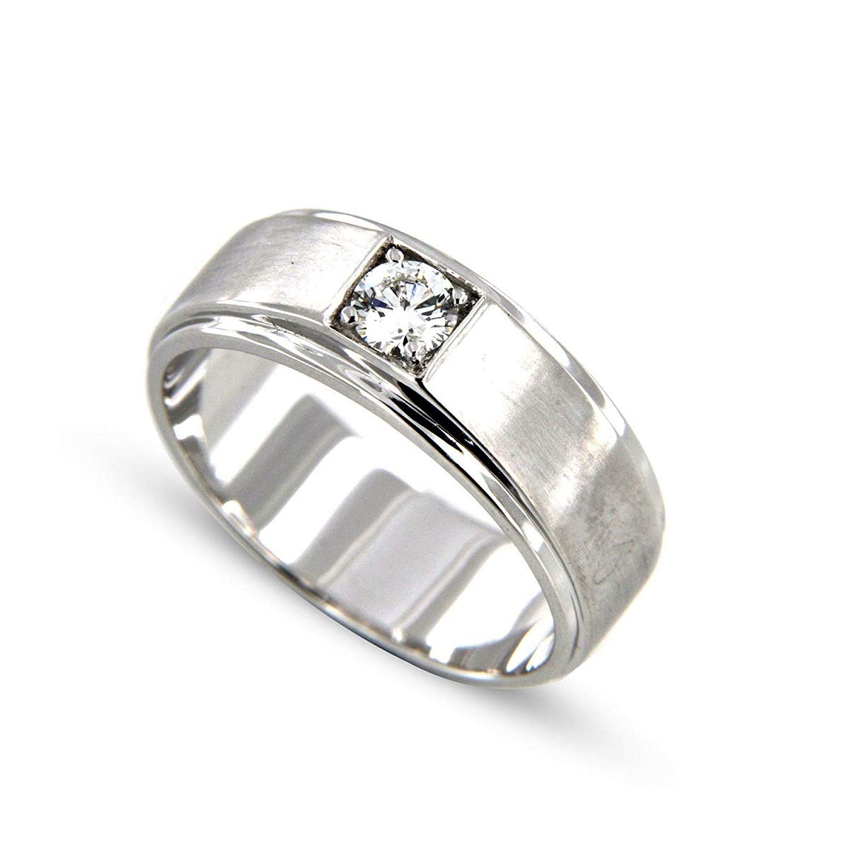 Men Wedding Ring White Gold Domed Wedding Band Plain Matte Finish Ring | La  More Design