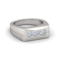 Men's Three Stone Ring with Round Cut White CZ in Solid 925 Sterling Silver From atjewels MOTHER'S DAY SPECIAL OFFER - atjewels.in
